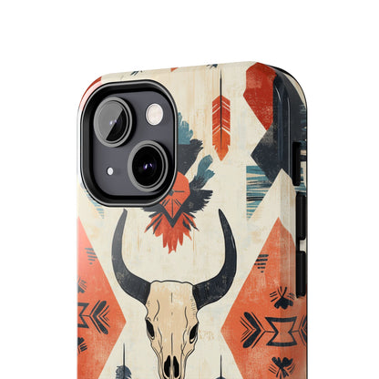 Southwestern Boho Skull Tough iPhone Case – Durable Matte Finish, Dual - Layer Protection - BOGO Cases