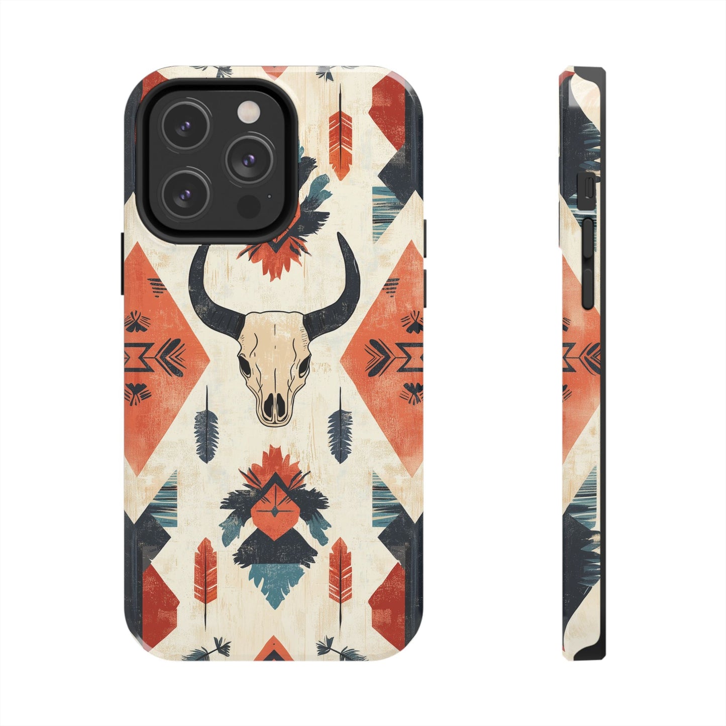 Southwestern Boho Skull Tough iPhone Case – Durable Matte Finish, Dual - Layer Protection - BOGO Cases