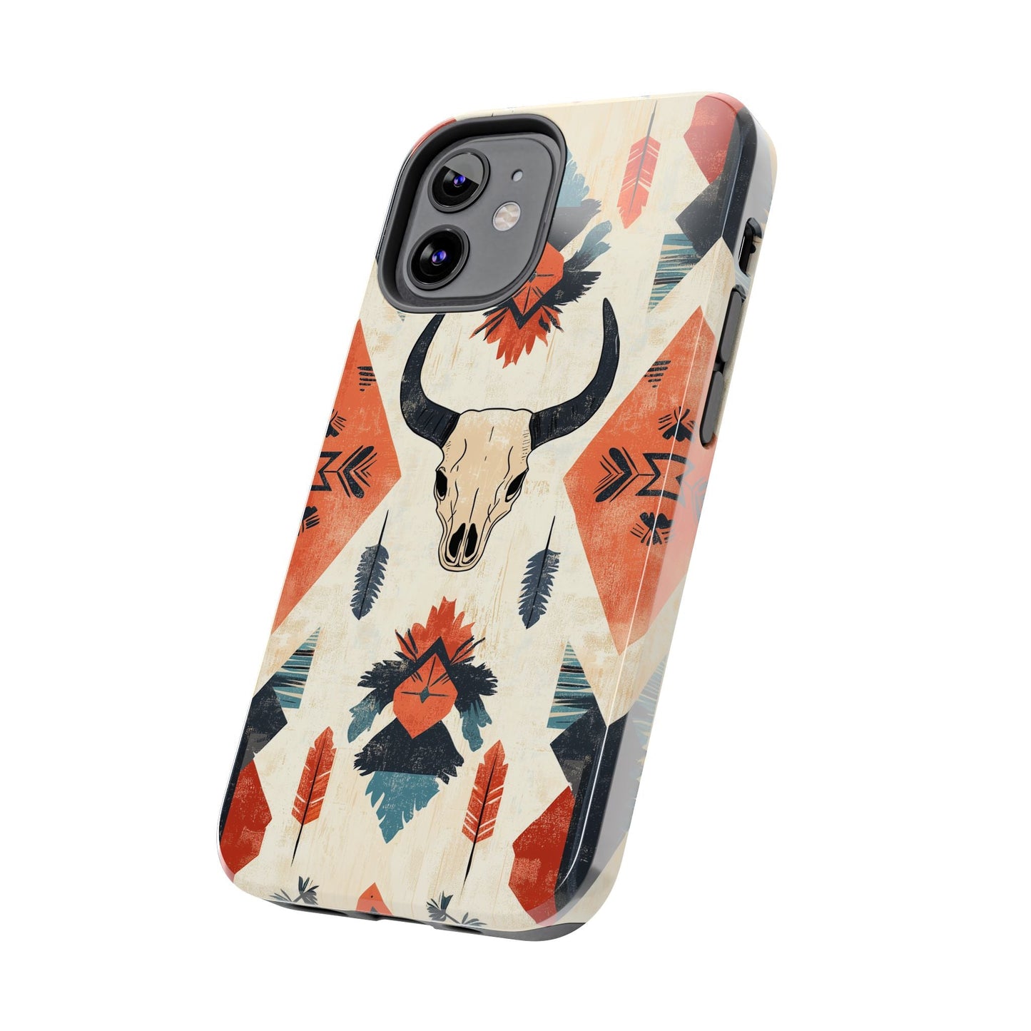 Southwestern Boho Skull Tough iPhone Case – Durable Matte Finish, Dual - Layer Protection - BOGO Cases