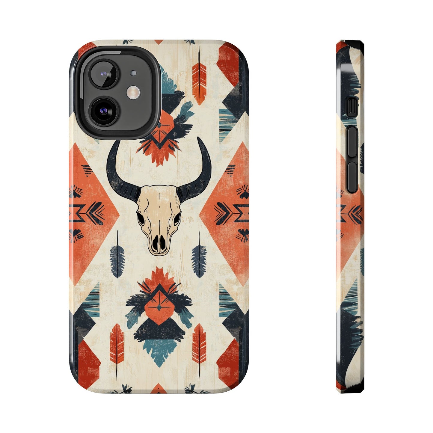 Southwestern Boho Skull Tough iPhone Case – Durable Matte Finish, Dual - Layer Protection - BOGO Cases