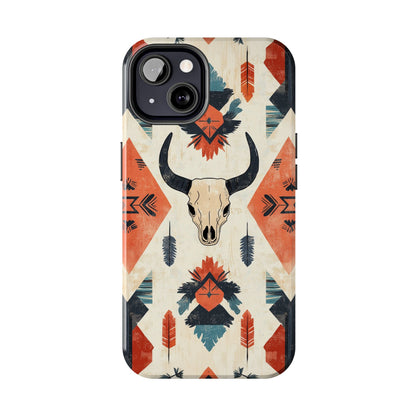 Southwestern Boho Skull Tough iPhone Case – Durable Matte Finish, Dual - Layer Protection - BOGO Cases