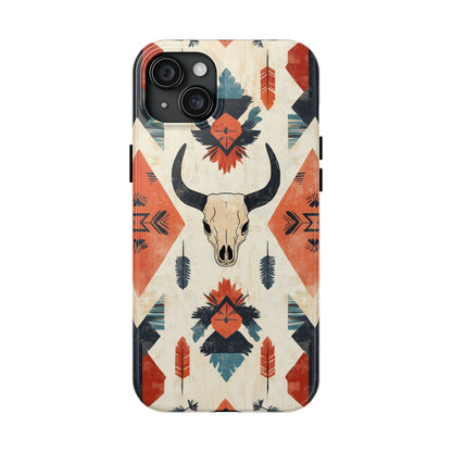 Southwestern Boho Skull Tough iPhone Case – Durable Matte Finish, Dual - Layer Protection - BOGO Cases