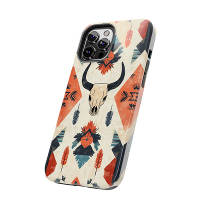 Southwestern Boho Skull Tough iPhone Case – Durable Matte Finish, Dual - Layer Protection - BOGO Cases