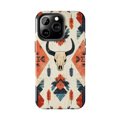 Southwestern Boho Skull Tough iPhone Case – Durable Matte Finish, Dual - Layer Protection - BOGO Cases