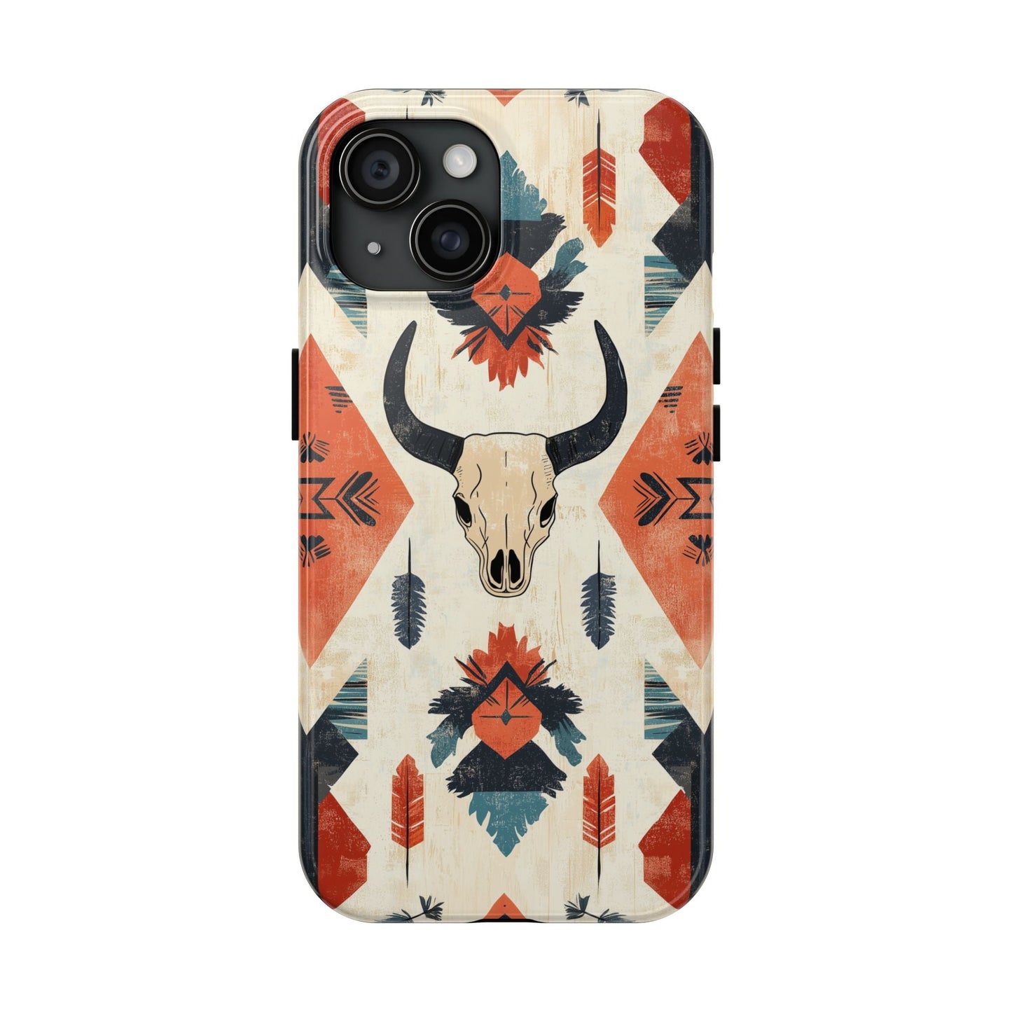 Southwestern Boho Skull Tough iPhone Case – Durable Matte Finish, Dual - Layer Protection - BOGO Cases