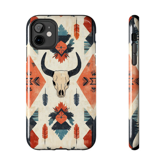 Southwestern Boho Skull Tough iPhone Case – Durable Matte Finish, Dual - Layer Protection - BOGO Cases