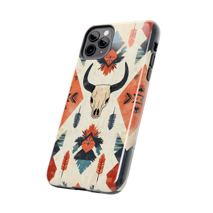 Southwestern Boho Skull Tough iPhone Case – Durable Matte Finish, Dual - Layer Protection - BOGO Cases