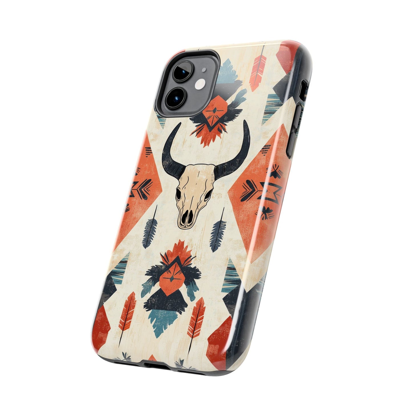 Southwestern Boho Skull Tough iPhone Case – Durable Matte Finish, Dual - Layer Protection - BOGO Cases