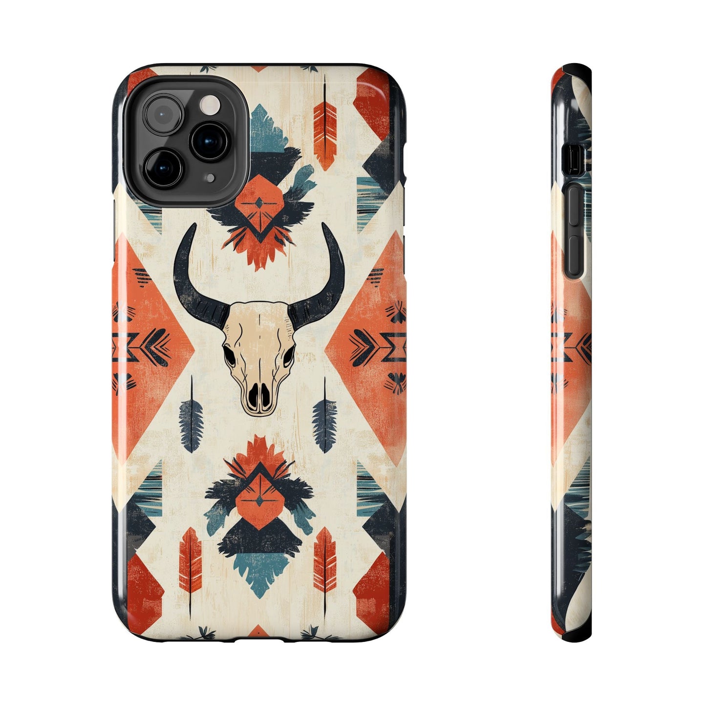 Southwestern Boho Skull Tough iPhone Case – Durable Matte Finish, Dual - Layer Protection - BOGO Cases