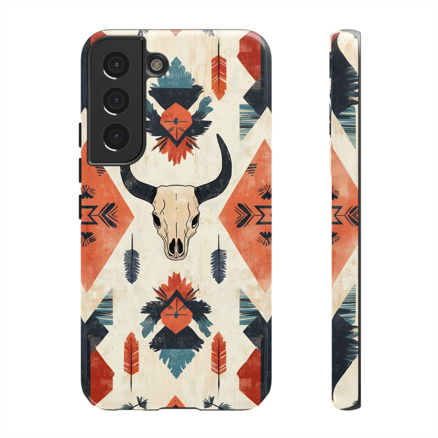 Southwestern Boho Skull Tough iPhone Case – Durable Matte Finish, Dual - Layer Protection - BOGO Cases