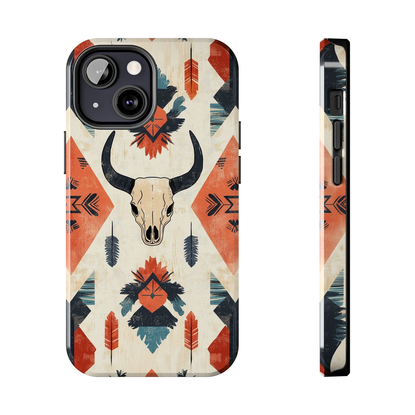 Southwestern Boho Skull Tough iPhone Case – Durable Matte Finish, Dual - Layer Protection - BOGO Cases