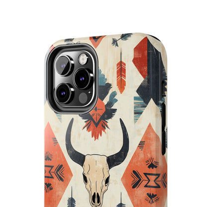 Southwestern Bull Skull iPhone Case – Durable Matte Finish with Rustic Tribal Design - BOGO Cases