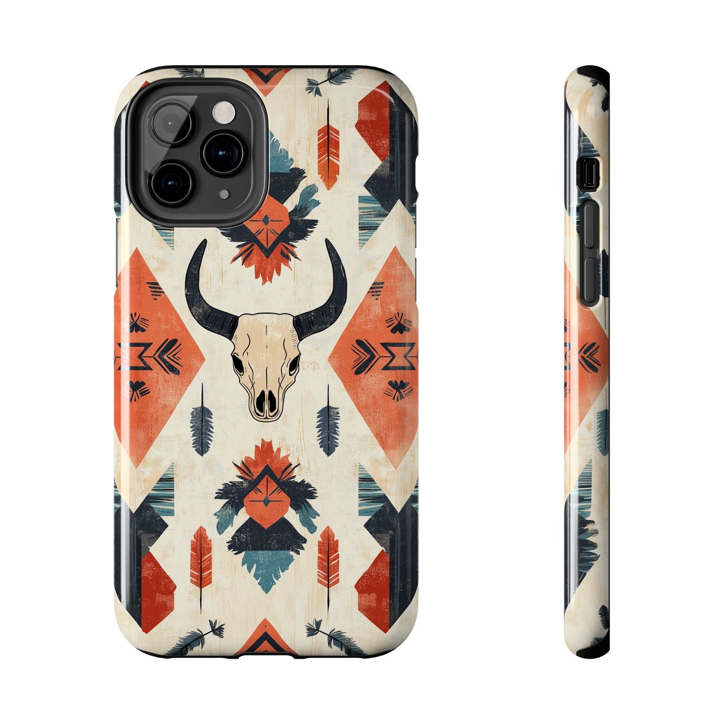 Southwestern Bull Skull iPhone Case – Durable Matte Finish with Rustic Tribal Design - BOGO Cases