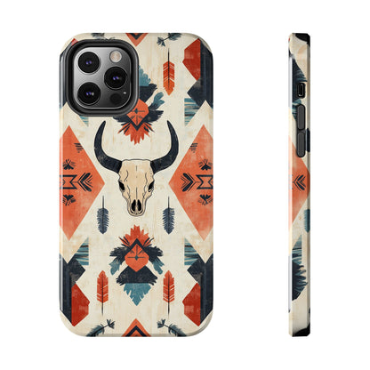 Southwestern Bull Skull iPhone Case – Durable Matte Finish with Rustic Tribal Design - BOGO Cases