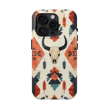 Southwestern Bull Skull iPhone Case – Durable Matte Finish with Rustic Tribal Design - BOGO Cases