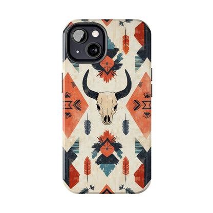 Southwestern Bull Skull iPhone Case – Durable Matte Finish with Rustic Tribal Design - BOGO Cases