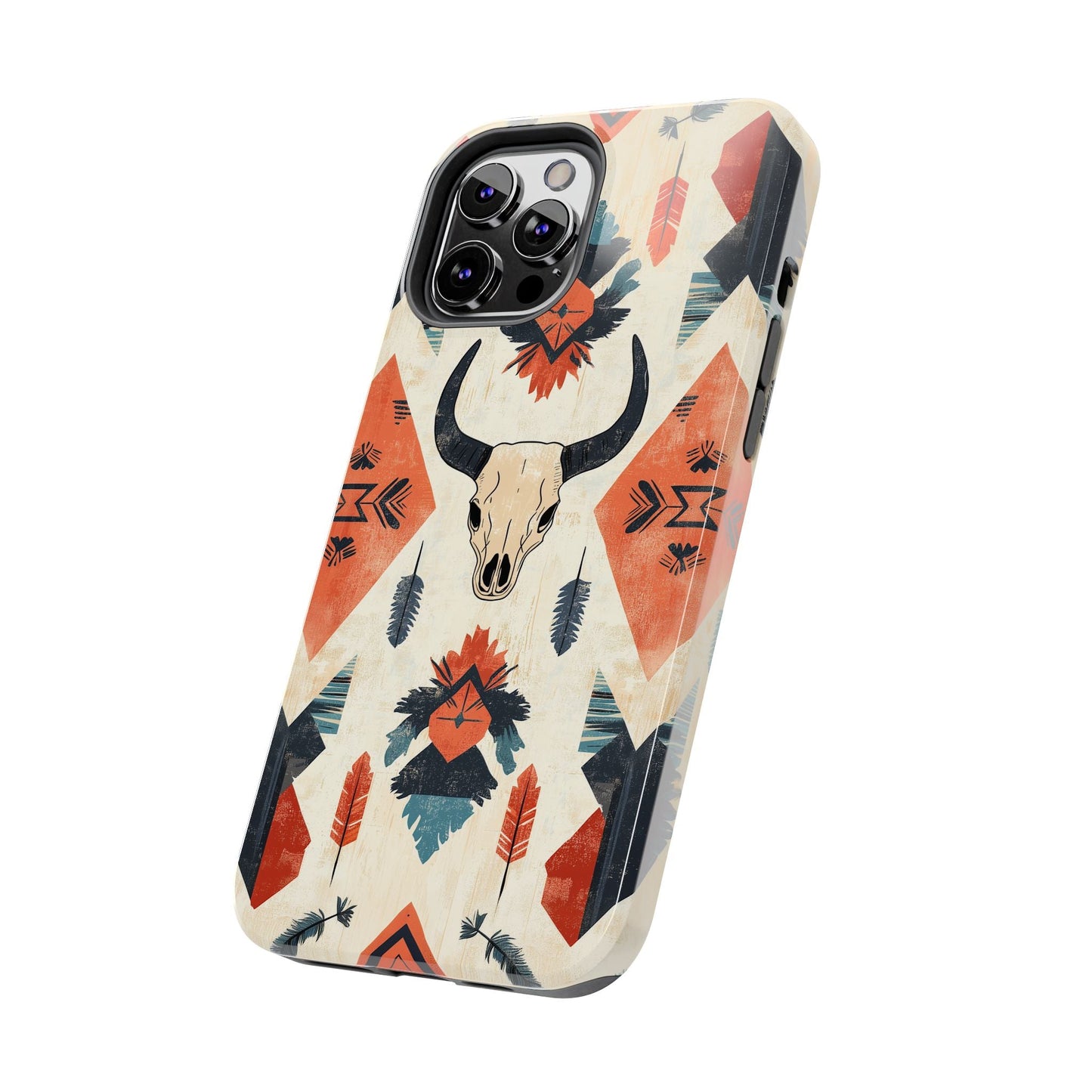 Southwestern Bull Skull iPhone Case – Durable Matte Finish with Rustic Tribal Design - BOGO Cases