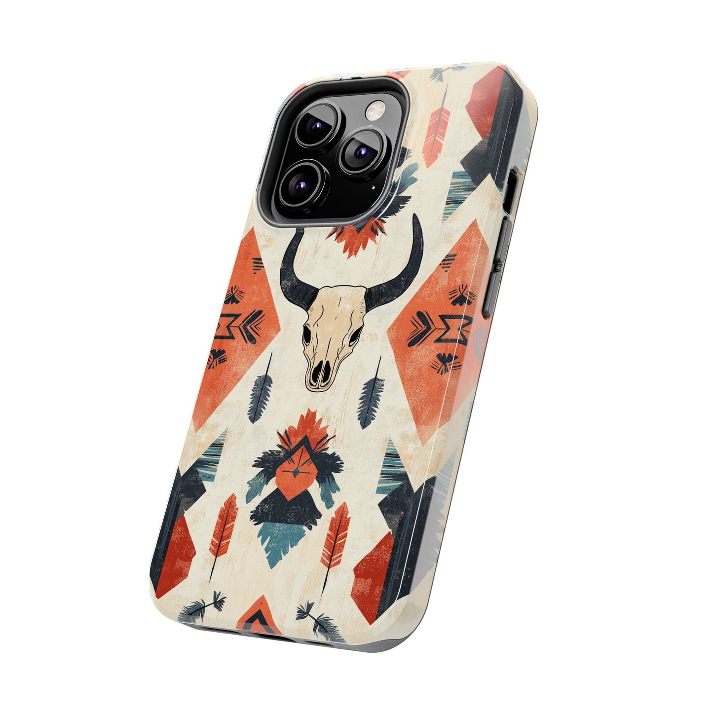 Southwestern Bull Skull iPhone Case – Durable Matte Finish with Rustic Tribal Design - BOGO Cases