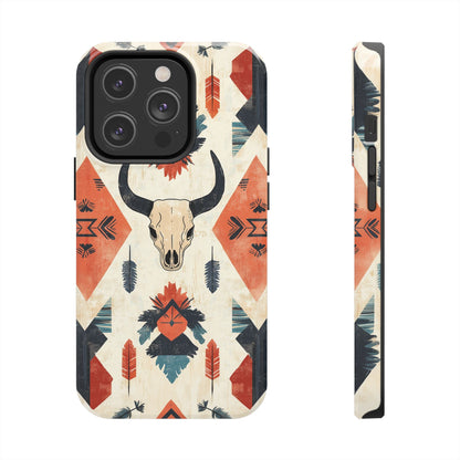 Southwestern Bull Skull iPhone Case – Durable Matte Finish with Rustic Tribal Design - BOGO Cases