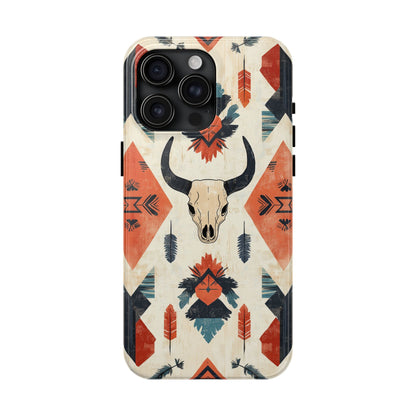 Southwestern Bull Skull iPhone Case – Durable Matte Finish with Rustic Tribal Design - BOGO Cases