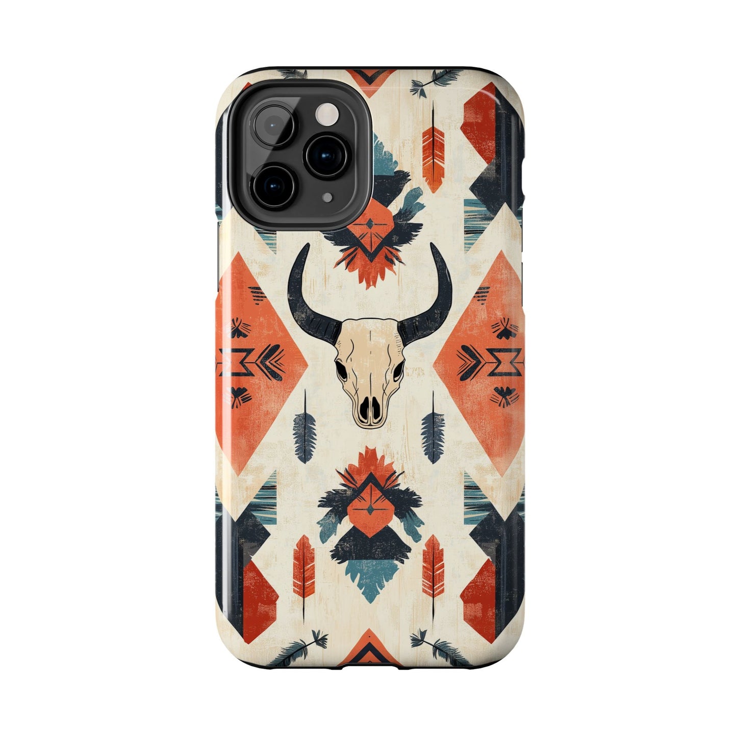 Southwestern Bull Skull iPhone Case – Durable Matte Finish with Rustic Tribal Design - BOGO Cases