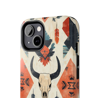 Southwestern Bull Skull iPhone Case – Durable Matte Finish with Rustic Tribal Design - BOGO Cases