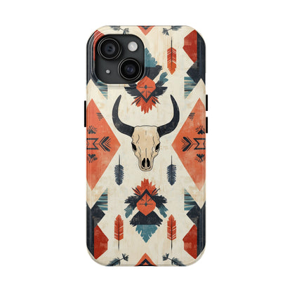 Southwestern Bull Skull iPhone Case – Durable Matte Finish with Rustic Tribal Design - BOGO Cases