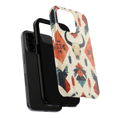 Southwestern Bull Skull iPhone Case – Durable Matte Finish with Rustic Tribal Design - BOGO Cases