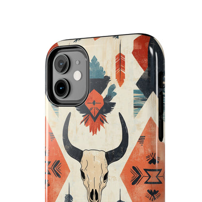 Southwestern Bull Skull iPhone Case – Durable Matte Finish with Rustic Tribal Design - BOGO Cases