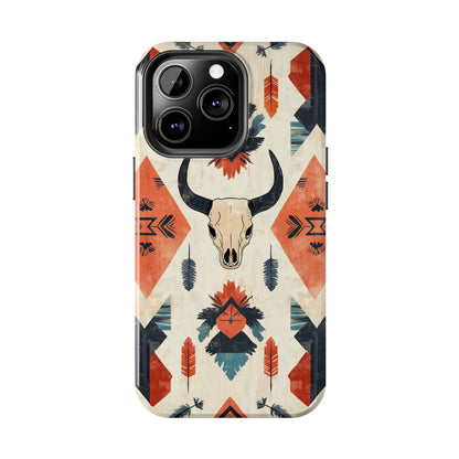 Southwestern Bull Skull iPhone Case – Durable Matte Finish with Rustic Tribal Design - BOGO Cases