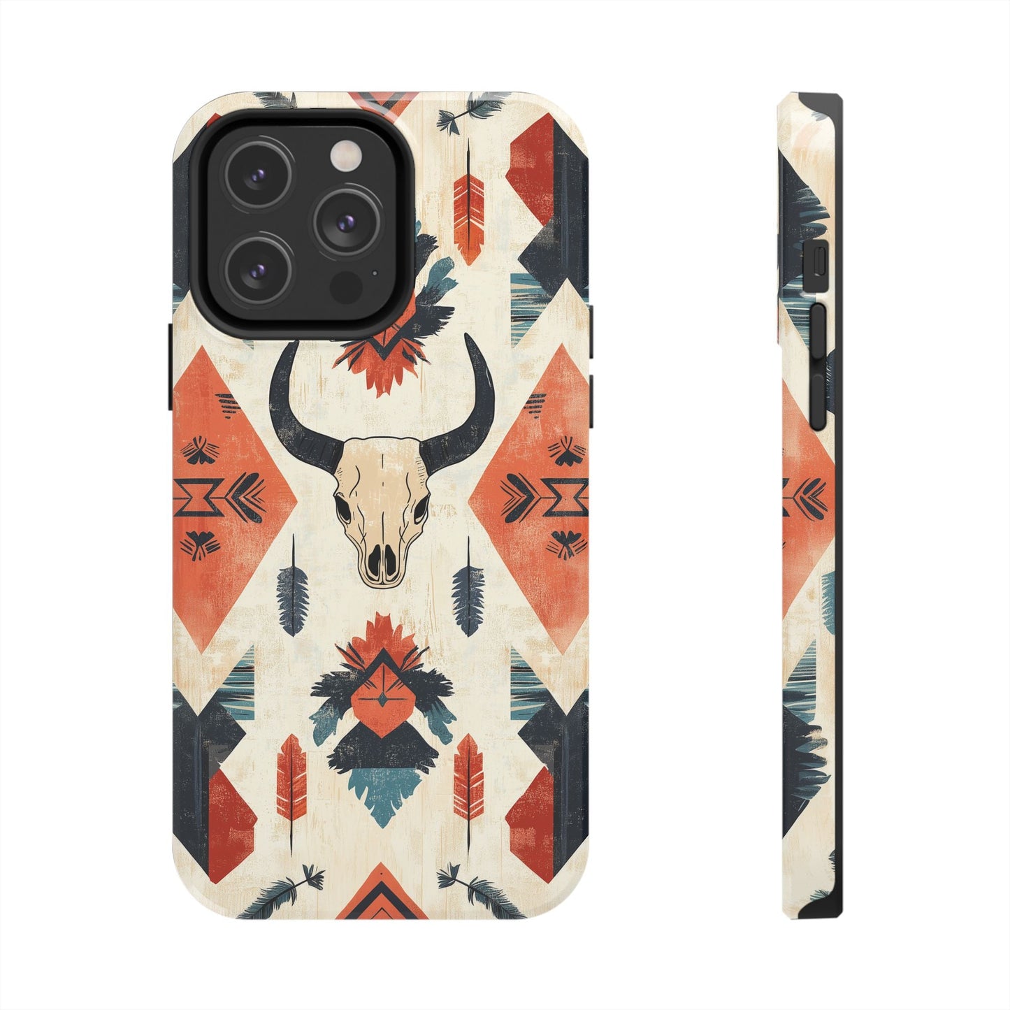 Southwestern Bull Skull iPhone Case – Durable Matte Finish with Rustic Tribal Design - BOGO Cases