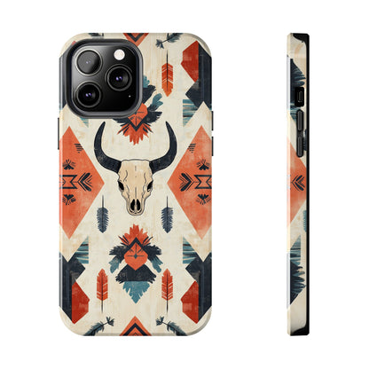 Southwestern Bull Skull iPhone Case – Durable Matte Finish with Rustic Tribal Design - BOGO Cases