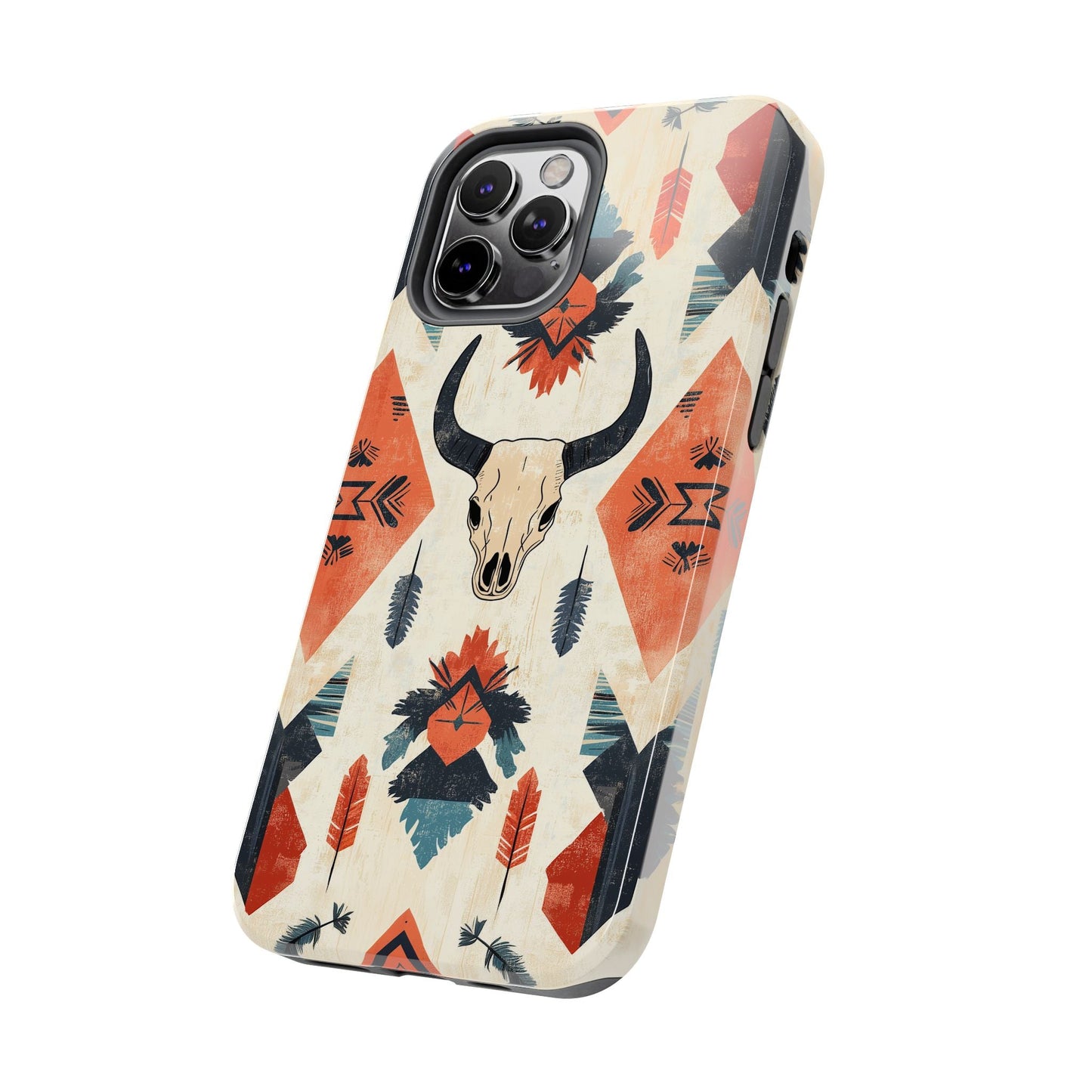 Southwestern Bull Skull iPhone Case – Durable Matte Finish with Rustic Tribal Design - BOGO Cases