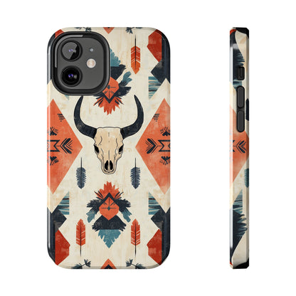 Southwestern Bull Skull iPhone Case – Durable Matte Finish with Rustic Tribal Design - BOGO Cases