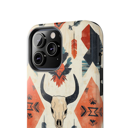 Southwestern Bull Skull iPhone Case – Durable Matte Finish with Rustic Tribal Design - BOGO Cases