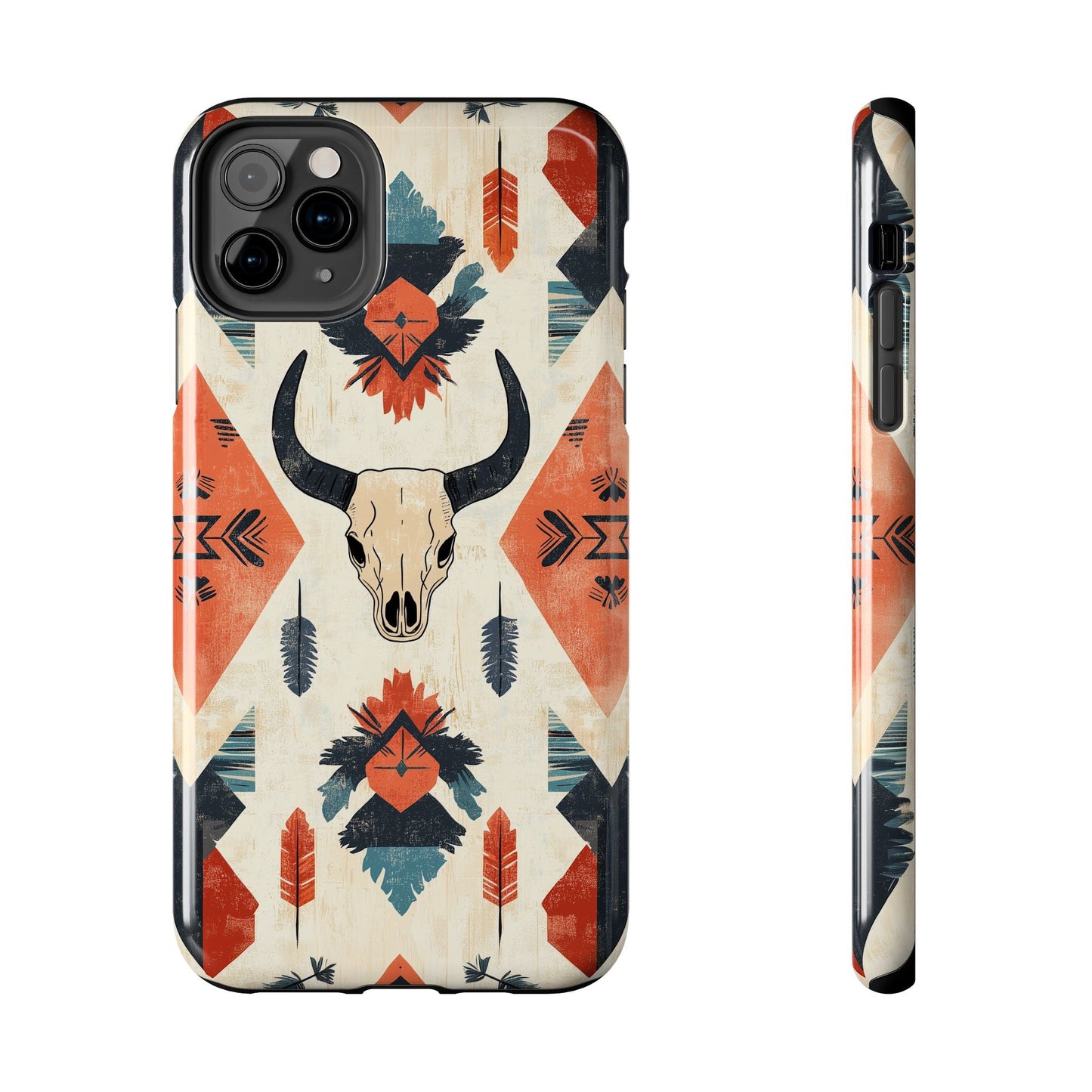 Southwestern Bull Skull iPhone Case – Durable Matte Finish with Rustic Tribal Design - BOGO Cases