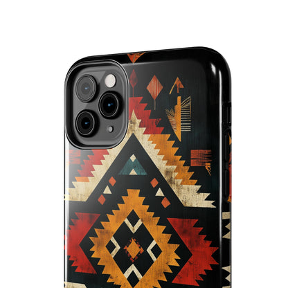 Southwestern Tribal Diamond Tough iPhone Case – Bold Geometric Pattern, Dual - Layer Protection - BOGO Cases