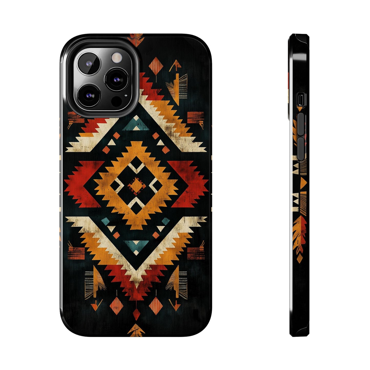 Southwestern Tribal Diamond Tough iPhone Case – Bold Geometric Pattern, Dual - Layer Protection - BOGO Cases