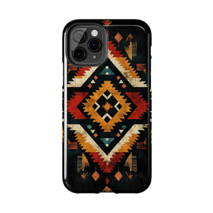 Southwestern Tribal Diamond Tough iPhone Case – Bold Geometric Pattern, Dual - Layer Protection - BOGO Cases