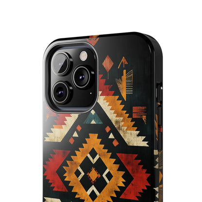 Southwestern Tribal Diamond Tough iPhone Case – Bold Geometric Pattern, Dual - Layer Protection - BOGO Cases