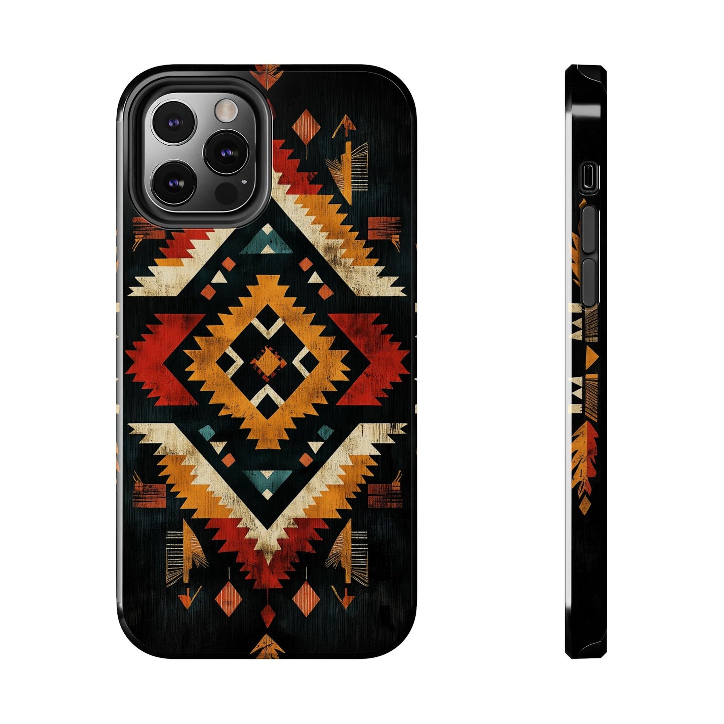 Southwestern Tribal Diamond Tough iPhone Case – Bold Geometric Pattern, Dual - Layer Protection - BOGO Cases