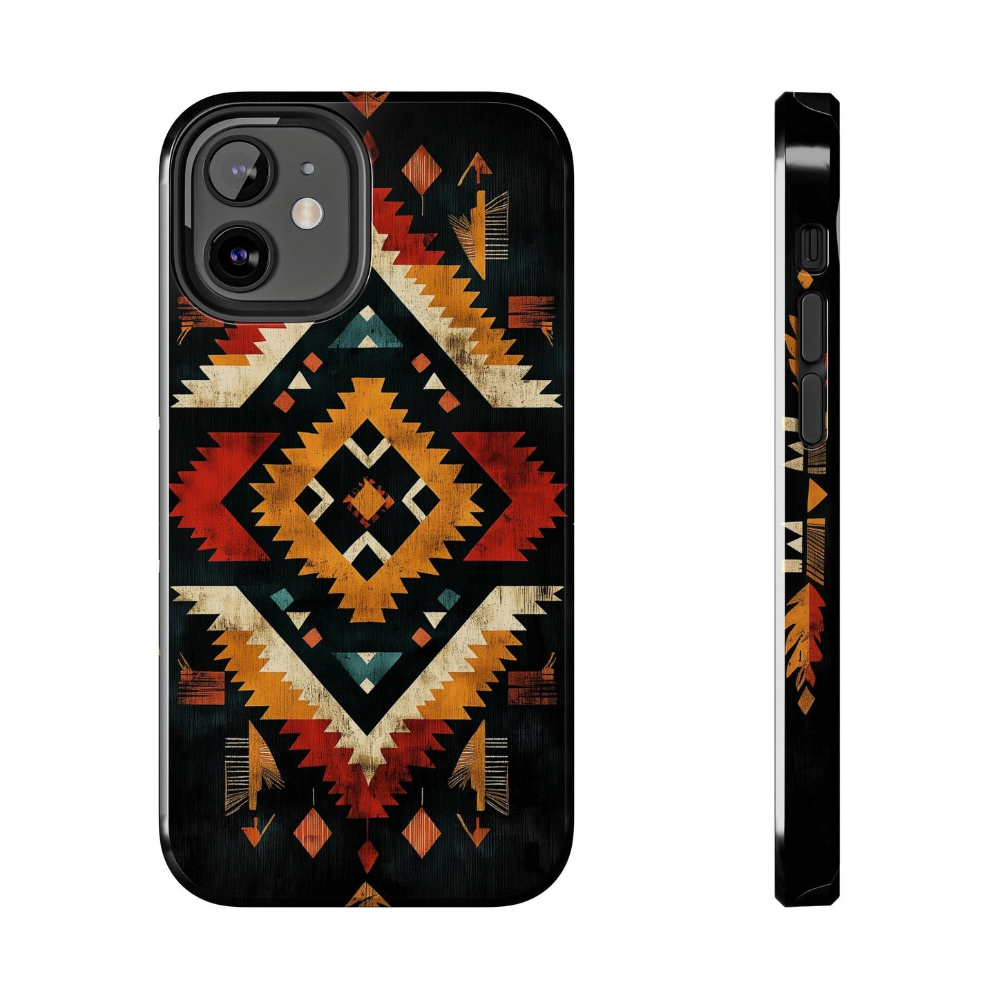 Southwestern Tribal Diamond Tough iPhone Case – Bold Geometric Pattern, Dual - Layer Protection - BOGO Cases