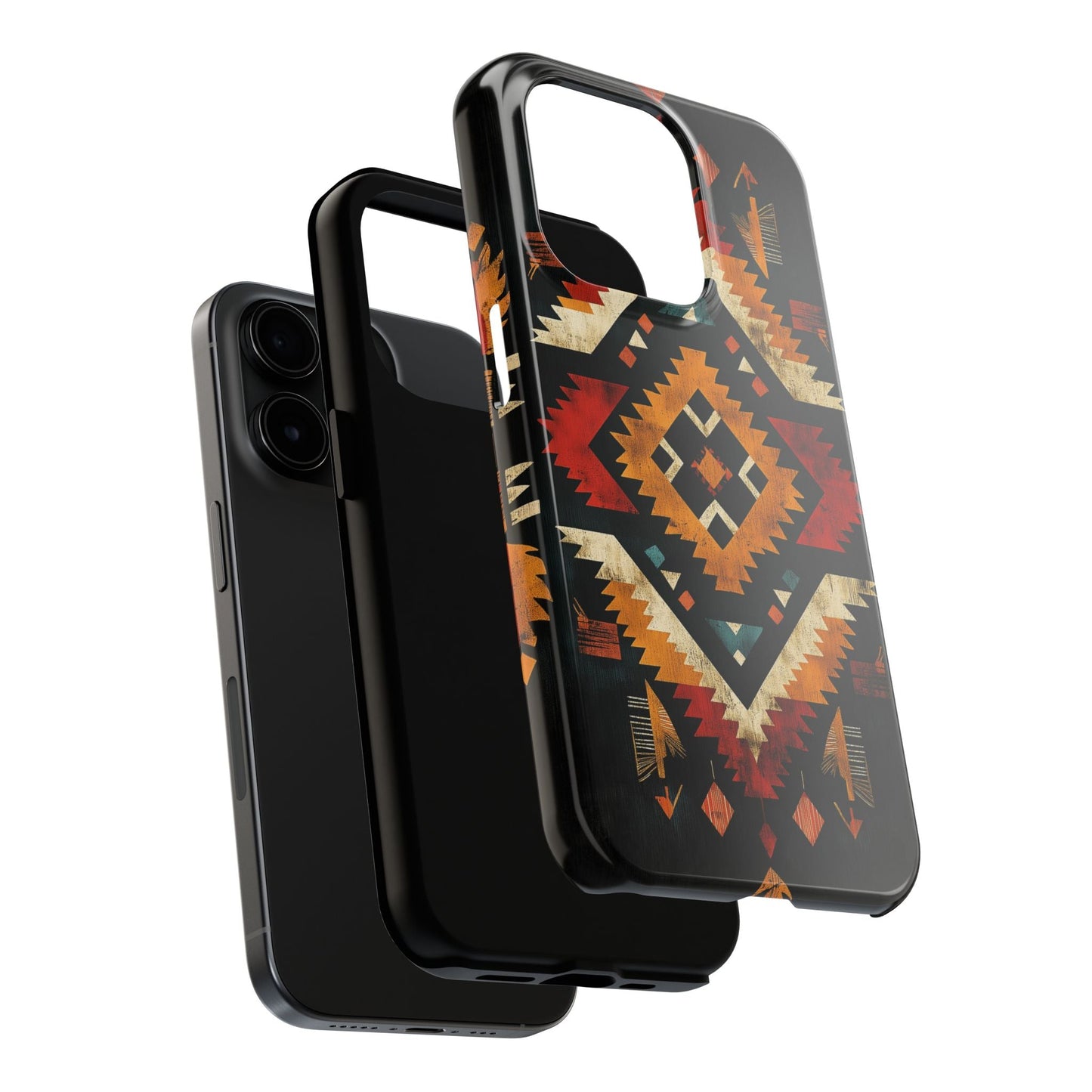 Southwestern Tribal Diamond Tough iPhone Case – Bold Geometric Pattern, Dual - Layer Protection - BOGO Cases