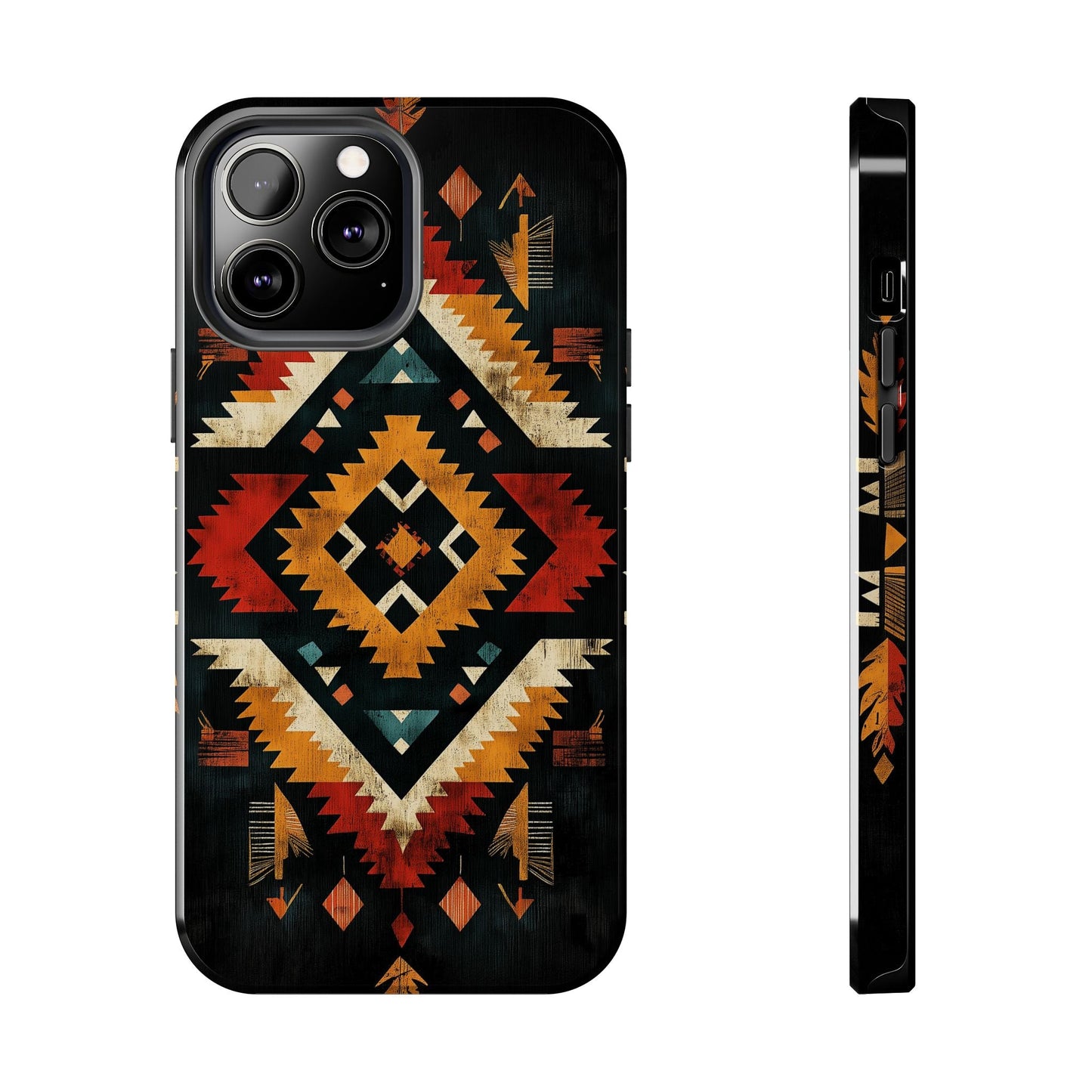 Southwestern Tribal Diamond Tough iPhone Case – Bold Geometric Pattern, Dual - Layer Protection - BOGO Cases