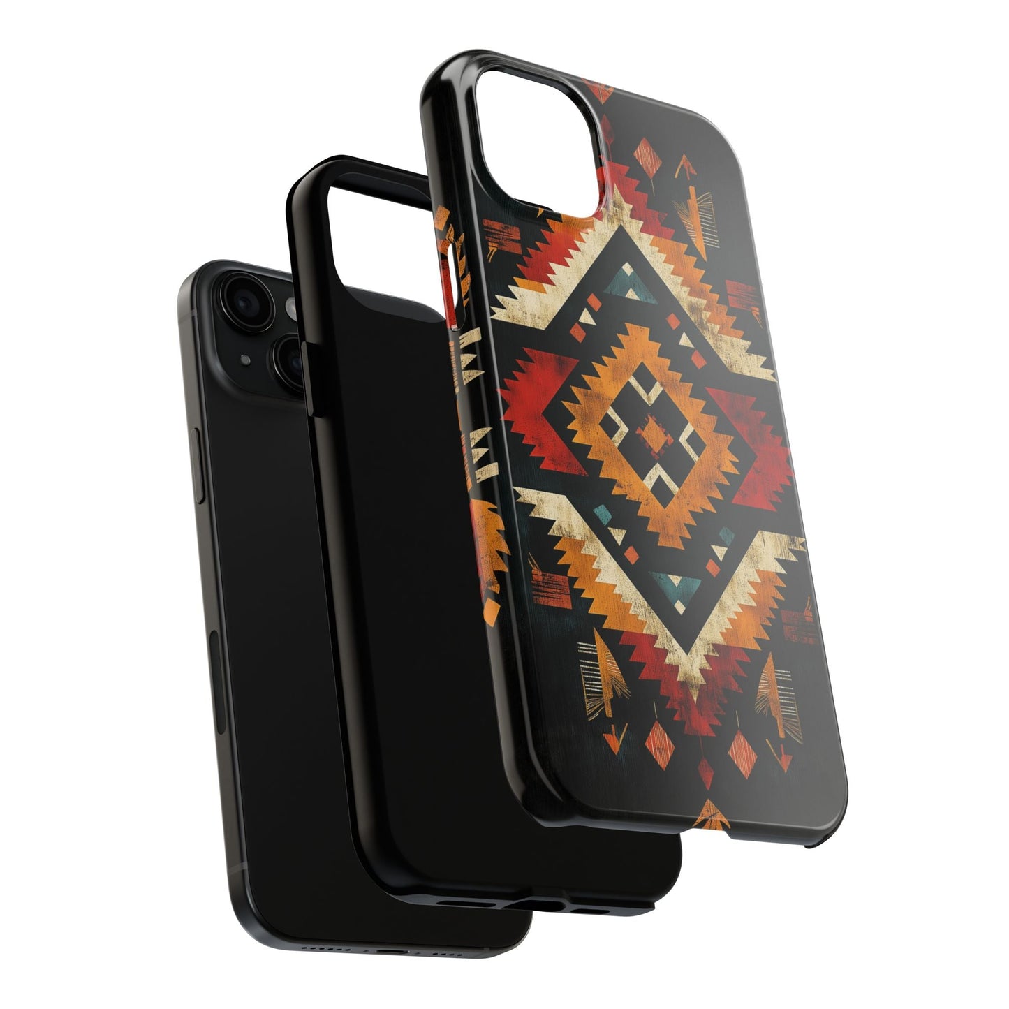 Southwestern Tribal Diamond Tough iPhone Case – Bold Geometric Pattern, Dual - Layer Protection - BOGO Cases