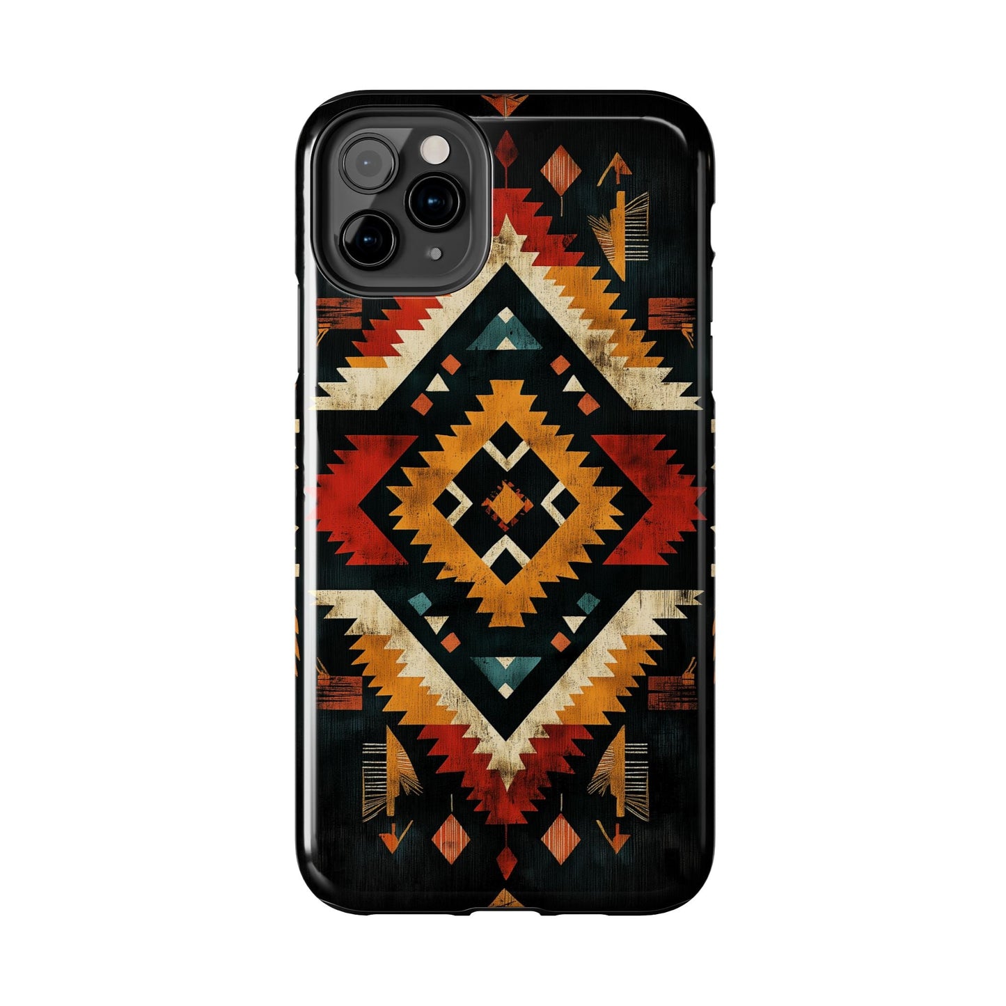 Southwestern Tribal Diamond Tough iPhone Case – Bold Geometric Pattern, Dual - Layer Protection - BOGO Cases