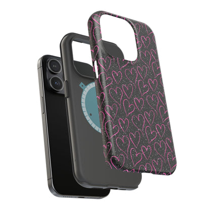 Sparkling Pink Hearts MagSafe iPhone Case - BOGO Cases