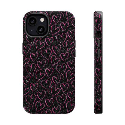 Sparkling Pink Hearts MagSafe iPhone Case - BOGO Cases