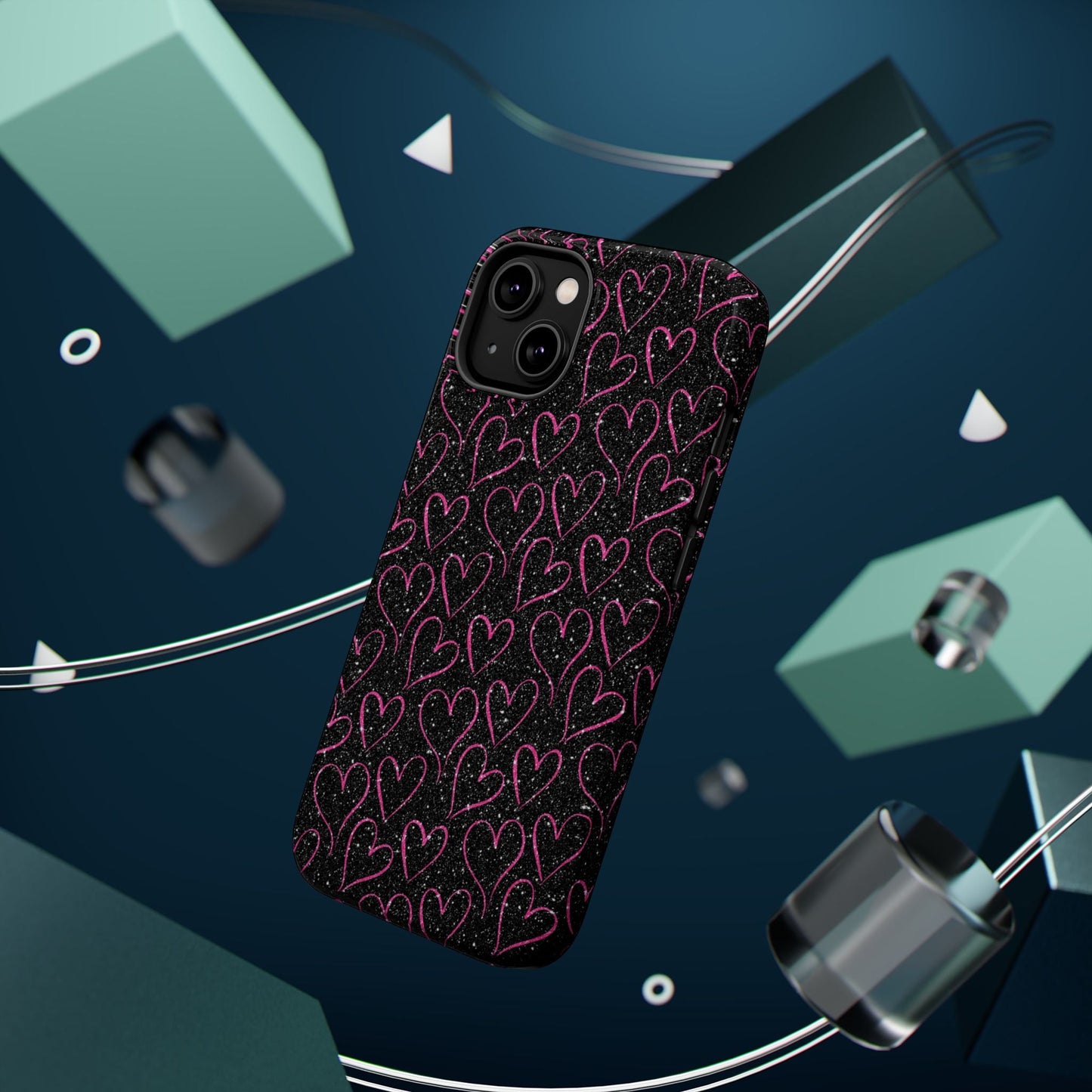Sparkling Pink Hearts MagSafe iPhone Case - BOGO Cases