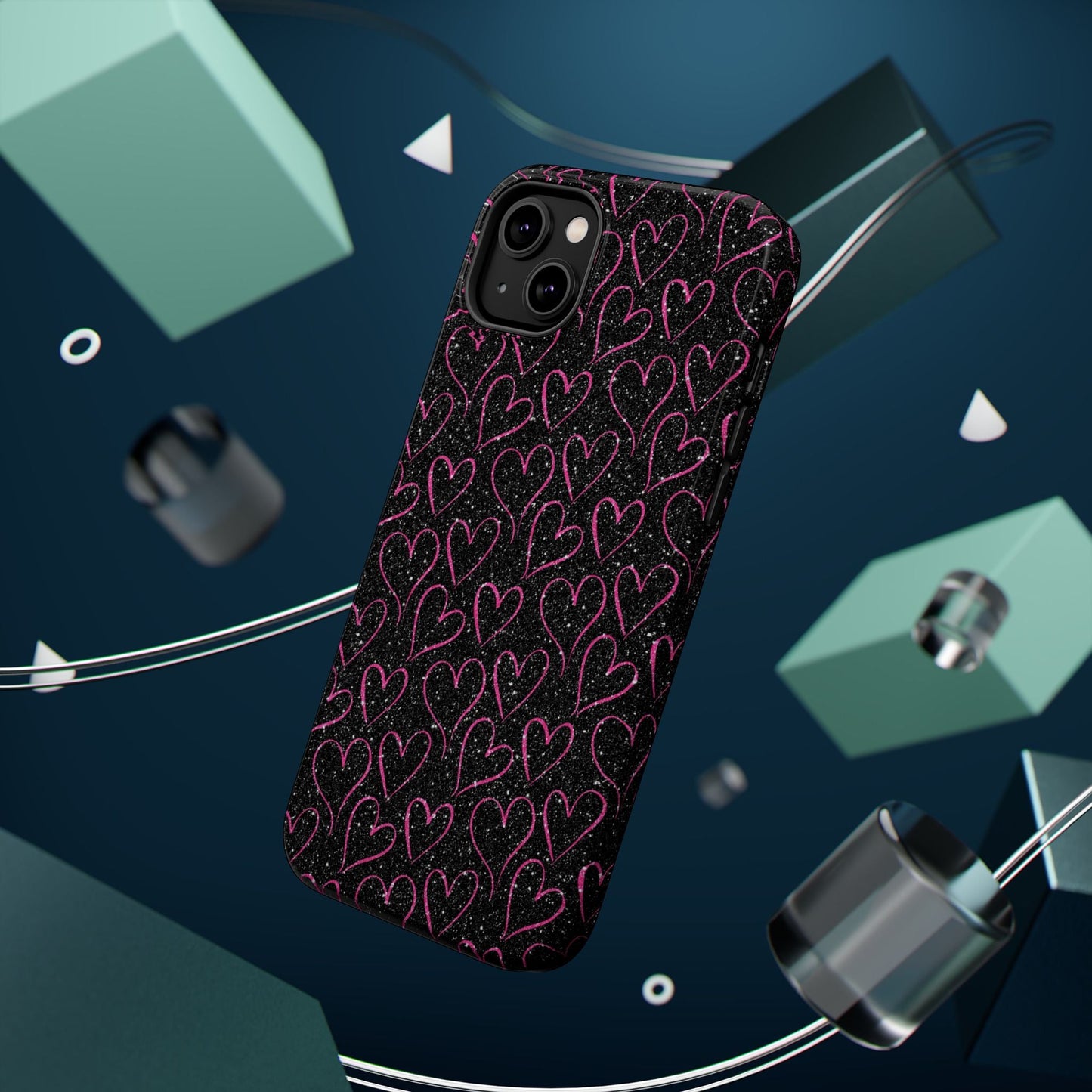 Sparkling Pink Hearts MagSafe iPhone Case - BOGO Cases